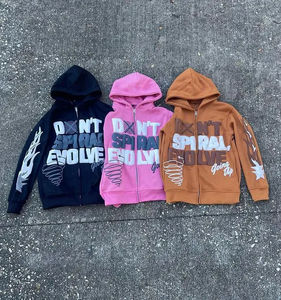 เสื้อฮู้ดดี้สไตล์ Y2K พิมพ์ลายพัฟฟ์ ผ้าคอตตอนหนา 360 GSM ทรงปกติ สำหรับผู้ชาย - Product Image 4