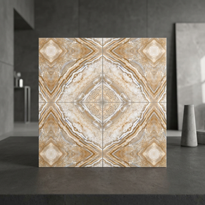 Azulejos de Porcelana Brillante Calacatta Book Match de 600x600 mm, Aspecto de Mármol, Resistentes al Ácido, Antideslizantes, Diseño de Suelos Premium para Interiores - Product Image 1