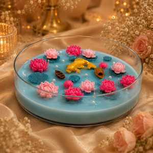 Handmade Lotus Pond Art <b>Candle</b> Luxury Decorative Floral Bowl Premium Soy Wax Fresh Scent <b>Long</b>-lasting Non-Toxic Centerpiece Home - Product Image 1