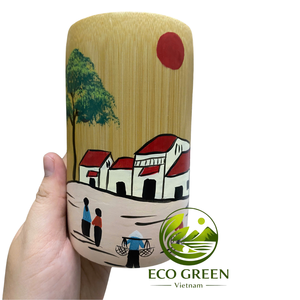 Vietnam Artisan <b>Bamboo</b> <b>Cup</b> with Hoi An Lantern Artwork for Souvenir Collections Gift Shops Cultural Displays and Retail Use - Product Image 5