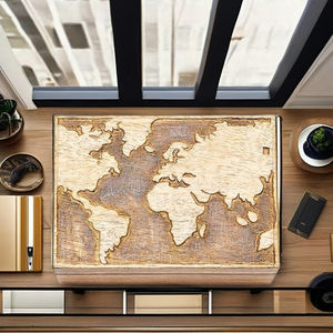 Caja de Joyería Mini de Madera Premium con Diseño de Mapa del Mundo, Caja para Guardar Joyas para Damas, Estuche de Almacenamiento de Joyas de Estilo Antiguo Hecho a Mano - Product Image 6