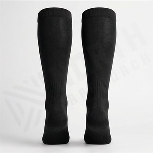 Black Knee High Socks Solid Color Breathable Knitted Regular Style Casual Wear for Adults - Product Image 2