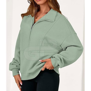 Custom <b>Women</b> <b>Quarter</b> <b>Zip</b> <b>Sweatshirt</b> With Breathable Performance Fabric Relaxed Fit For Active Sports And Outdoor Wear - Product Image 3