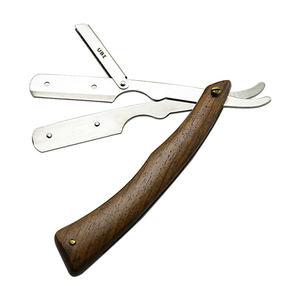 Lames interchangeables à bord simple UBI pour rasoir droit, en acier à haute teneur en carbone, manche en bois, pour barbier professionnel, rasage et toilettage - Product Image 1