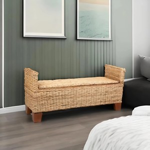 Elegant Seagrass Bench Patio for Living Room Modern Bohemian <b>Stool</b> Pouf Entryway Bench Chair Home Furniture Made in Vietnam - Product Image 4