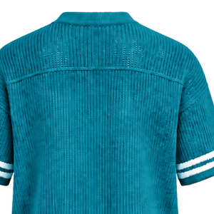 Camiseta Deportiva Azul Turquesa Personalizada, Tejida, Cuello en V, Manga Corta, a Rayas, Transpirable, Holgada, Informal, para Equipos Deportivos - Product Image 6
