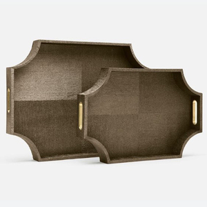 Elegant Metal Wood Material Unique Shape Brown Finish <b>Decorative</b> Serving Tray Modern Handmade Home <b>Decoration</b> - Product Image 1