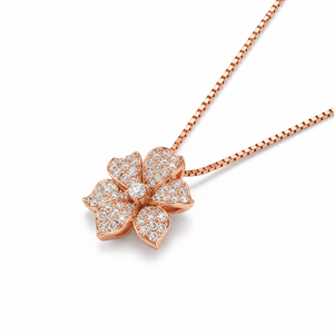 Collier Pendentif Fleur Élégant en Diamant Certifié IGI en Or Jaune 14K – Vente en Gros de Bijoux Floraux – Cadeau d'Anniversaire - Product Image 5