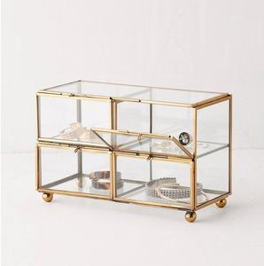 Boîte à bijoux en verre transparent en forme de diamant, cadre en laiton doré, élégante, fabriquée à la main, pour ranger bagues, boucles d'oreilles, cadeau de mariage - Product Image 3