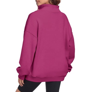 Sudadera con cuello extragrande para mujer, Jogger, media cremallera, Jersey de algodón, Sudadera con capucha, abrigo con parte superior holgada, ropa deportiva, Sudadera con capucha - Product Image 6