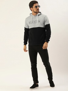 Sudadera con Capucha para Hombre, Diseño Color Block, Corte Regular, Informal, Tejido de Punto, Algodón y Poliéster, Estampado Frontal, Ropa de Otoño - Product Image 2