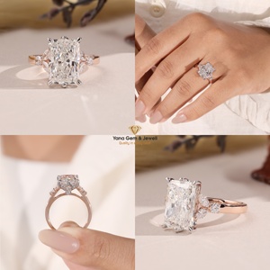 Bague en diamant de laboratoire CVD de 4,00 carats, coupe radiante glamour, pour un jour spécial, couleur E, clarté VVS2, or massif 14 carats, certifiée IGI - Product Image 5