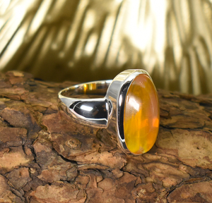 Bague en opale naturelle pour homme, bague en argent sterling 925 pour lui, bague signet, bague statement, bague en opale Welo pour homme - Product Image 1