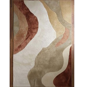 Abstract Modern Area Rug Neutral Earth Tone Hand Tufted Wool Carpet Contemporary Living Room Bedroom Artistic Floor Decor Design - Product Image 6