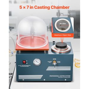 Macchina per microfusione sottovuoto da 290W con pompa da 3 CFM, campana a ventosa, comoda porta per iniezione olio, strumento di precisione per gioielleria - Product Image 3
