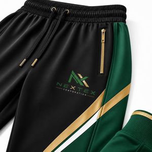 Wholesale Custom Design Green <b>Black</b> Gold Tracksuit <b>Jacket</b> and Pants Set - Product Image 4