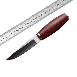 Couteau de chasse/découpe de viande en acier Damas fait main, lame fixe, manche en Micarta, étui en cuir, OEM, multifonctionnel, vente en gros - Product Image 6
