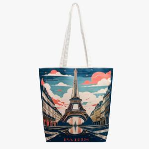 Sac fourre-tout en toile au design unique, pliable, réutilisable, léger, idéal pour le déjeuner, les voyages et l'usage quotidien, disponible à la vente - Product Image 4