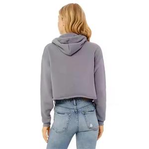 Sudadera con Capucha Corta Gris para Mujer, Manga Regular, Tejido de Algodón, Informal, para Invierno, Transpirable, de Secado Rápido, con Estampado de Letras - Product Image 2