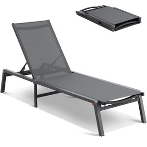 Sdraio da Patio in Alluminio Regolabile a 5 Posizioni, Chaise Longue Pieghevole per Bordo Piscina - Product Image 1