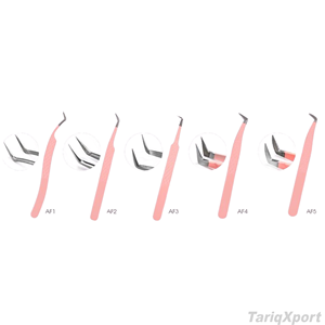 Pince à épiler de haute précision pour maquillage, en acier inoxydable, avec embout en fibre rose, pour extensions de cils greffés - Product Image 4