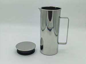 Carafe à eau moderne en acier inoxydable avec couvercle, distributeur de boissons en métal de qualité supérieure avec poignée confortable pour cuisine, salle à manger, restaurant - Product Image 3