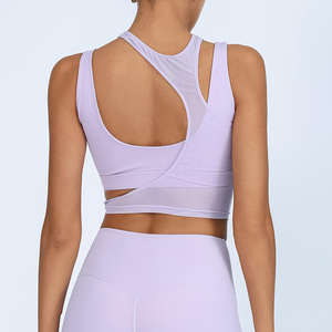 Women's Lightweight Running Bra Soft Padded Quick Dry Stretchy Mesh Insert Fitness Top Breathable Print Solid Sports Wear XS - Product Image 1