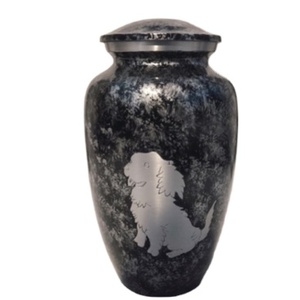 Radiance Superior Quality Premium American Style Aluminum Human Cremation Urn Black with Silver Finish 10in <b>Keepsake</b> Adult <b>Ashes</b> - Product Image 1