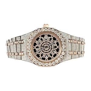 Luxury Iced Out Moissanite Diamond <b>Watch</b> Bust Down <b>Watch</b> Two Tone Hip Hop <b>Watch</b> <b>Solid</b> Real <b>Gold</b> for Unisex - Product Image 3
