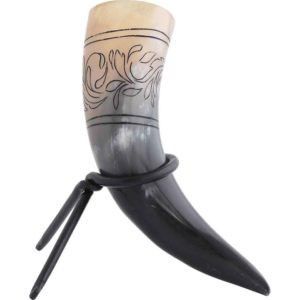 Jarra de Cuerno Escandinava Hecha a Mano con Soporte de Cuero, Taza Vikinga para Cerveza, Vajilla Rústica Medieval para Fiestas, Regalo - Product Image 3