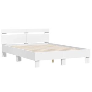 Cadre de lit en bois d'ingénierie 53,94 x 74,80 po avec lumières LED, couleur blanche - Product Image 2