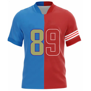 Men's Maroon American Football Jersey Number 5 V-Neck Short Sleeve Breathable <b>Animal</b> Print Moisture Wicking Polyester Uniform - Product Image 2