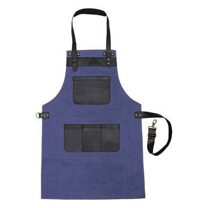 Tablier en toile robuste avec poches, logo personnalisé, sangle de cou en cuir réglable, attaches dorsales, uniforme professionnel pour barman - Product Image 1