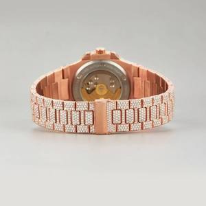 Montre BOJ P.P.004 pour homme, affichage analogique classique, baguette en moissanite, bracelet en alliage, boîtier plaqué or rose 20 mm, verre 41 mm - Product Image 3