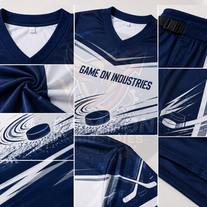 New Trendy Blue White Personalized Design Custom Colors Player Numbers Logo Printing Custom Sublimated Ice Hockey Uniform Sets - Product Image 6
