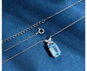 Pendentif délicat en aigue-marine véritable, argent sterling S925, pierre de naissance de mars, cadeau pour elle, pendentif élégant - Product Image 3