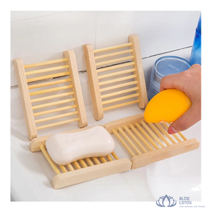 Soporte para Jabón de Bambú Ecológico Moderno, Bandeja de Almacenamiento de Madera para Baño y Ducha, Diseño Loto Azul, ¡EN OFERTA! - Product Image 1