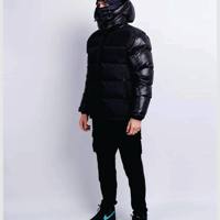 Jaket Puffer Pria Berbahan Bulu Angsa Mengkilap dengan Hoodie, Jaket Bubble Logo Kustom dengan Harga Grosir