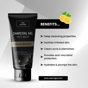 REEMIGA LIFE SCIENCE PVT. LTD. Gel Limpiador Facial de Carbón Vegetal de Marca Privada para Mujer, Hidrata, Rellena, Reafirma, Limpia en Profundidad y Blanquea la Piel - Product Image 3