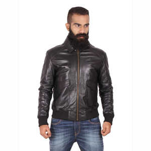 Chaqueta Bomber de Cuero Genuino para Hombre, de Alta Calidad, Impermeable, Transpirable, con Cuello Mao, Modelo 2026, Proveedor de Invierno Personalizado - Product Image 1