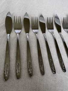 <b>Vintage</b> 10-Piece <b>Cutlery</b> Set With Fish Design: Mid-Century Modern Stainless Steel Flatware - Product Image 4