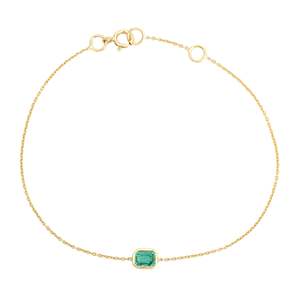 สร้อยข้อมือโซ่ทองคำ 14K ประดับมรกตและเพชร - สร้อยข้อมือเสน่ห์แสนโรแมนติกสำหรับลูกสาว - Product Image 4