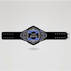 Ceinture de championnat de lutte personnalisée avec logo sur mesure, plaque centrale dorée à quatre côtés en laiton et zinc, sangle noire, équipement sportif personnalisé - Product Image 1