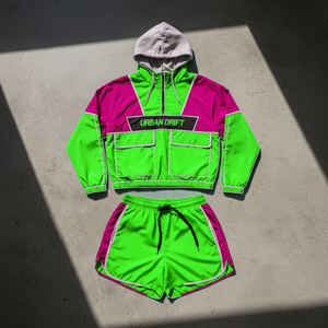 Custom <b>Women</b> 2 Piece Windbreaker Shorts Set Breathable Windproof Quarter Zip <b>Jacket</b> Running Sportswear Tracksuit Activewear Set - Product Image 5