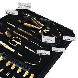 Juego de Herramientas Premium para Extensiones de Cabello Microlink Doradas con Alicates para Engarzar y Remover Microperlas, Removedor de Fusion Bond, Peine de Cola de Rata y Clips - Product Image 3