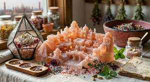 Sel de bain de haute qualité à la rose de l'Himalaya, en forme de cristaux, dans un récipient en verre, logo personnalisé, best-seller, nouvelle arrivée, pour adultes, en vente en ligne - Product Image 6