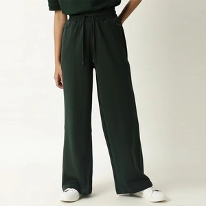 Men's Wide Leg Sweatpants Elastic Waist Drawstring Casual Pants Side Pockets Breathable <b>Polyester</b> Autumn Wear - Product Image 1