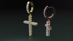 Boucles d'oreilles créoles croisées de luxe serties de moissanite pour hommes et femmes, en argent sterling 925, plaqué rhodium, style hip-hop - Product Image 5