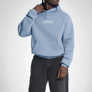 Sudaderas con capucha premium azul cielo con cremallera para hombre, 100% algodón polar, corte holgado oversize, hombro caído, logotipo personalizado, ropa urbana al por mayor - Product Image 2