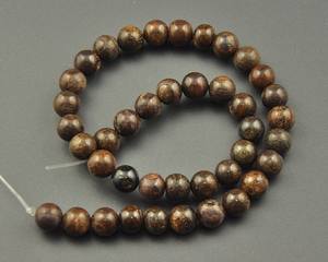 Cuentas de piedra de bronzita, cuentas redondas naturales de piedras preciosas marrones, hebra para hacer joyas, manualidades DIY - Product Image 1